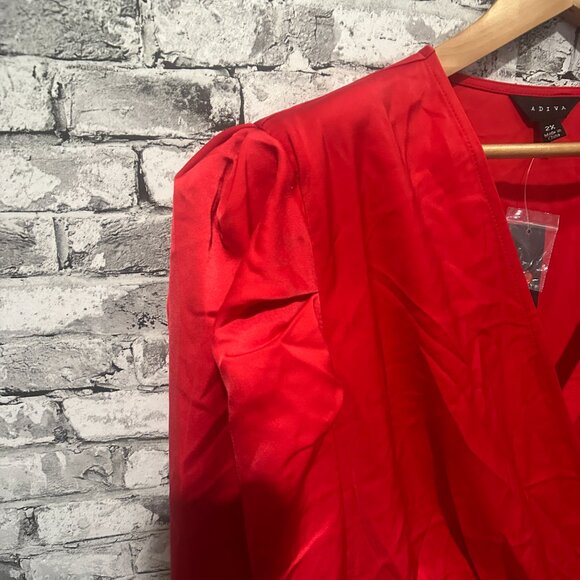 EUC Adiva Women's Red Plus Wrap Blouse Size 2X - Picture 6 of 15